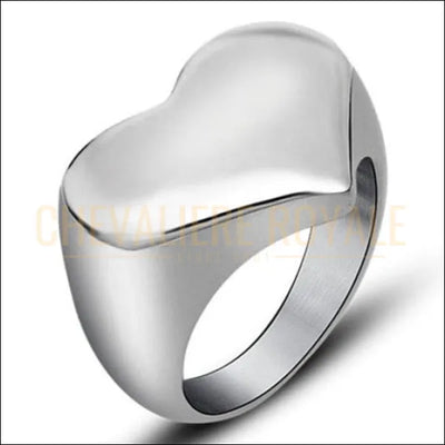 Chevaliere coeur en acier pour femme | Bijou romantique -chevaliere royale-
