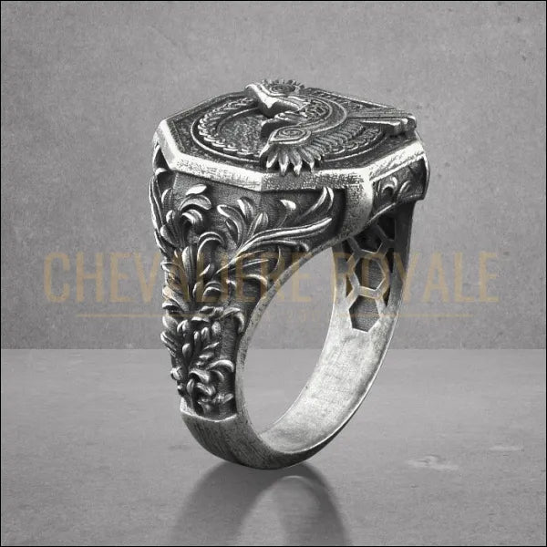 Chevalière Corbeau Argent - Mystère et Élégance-Chevaliere Royale - 34