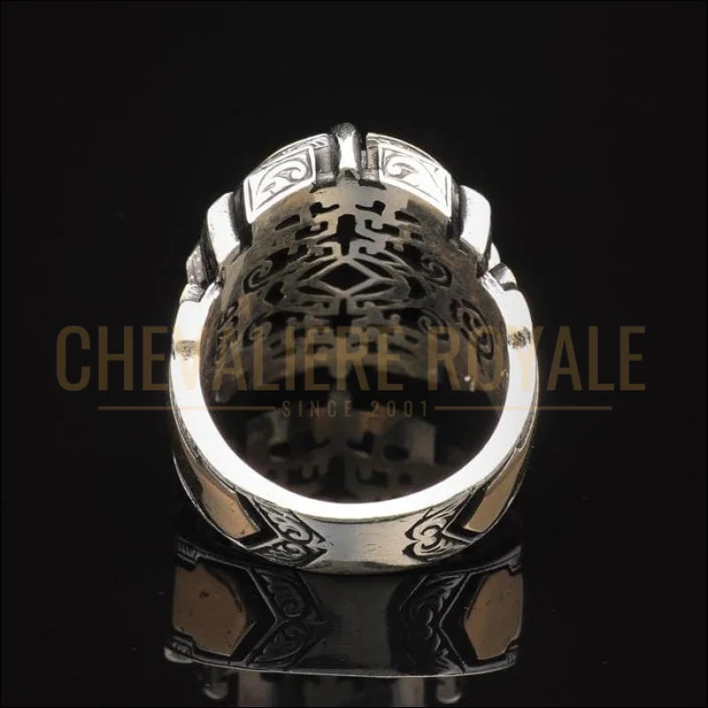 Chevalière-Croix-Argent-Massif-Symbole-Chrétien -Foi-chevaliere-royale
