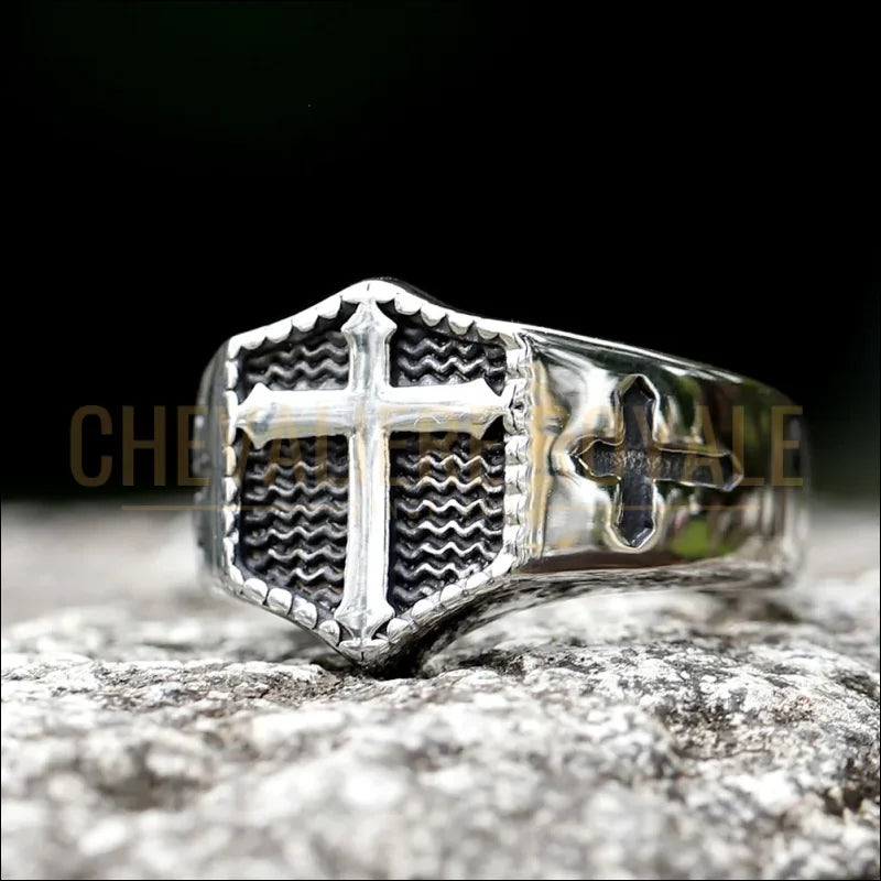 Chevalière Croix Hexagonale en Acier Inoxydable-Chevaliere-royale-84
