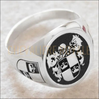 Chevalièr de crête de famille argent massif personnalisée 3D