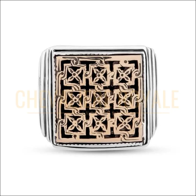 Chevalière-homme-Argent-massif-Design-Byzantin-chevaliere-royale-luxe