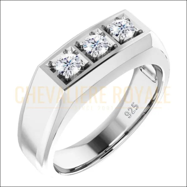 Chevalière de Luxe Homme argent massif  Classique Moissanite-Chevaliere ROyale - 