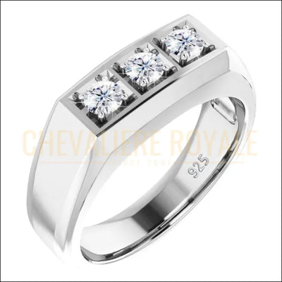 Chevalière de Luxe Homme argent massif  Classique Moissanite-Chevaliere ROyale - 