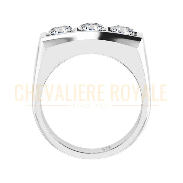 Chevalière de Luxe Homme argent massif  Classique Moissanite-Chevaliere ROyale - 852