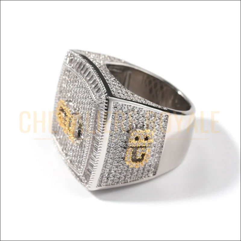 Chevalière de Luxe personnalisée avec Moissanite et Initiales-Chevaliere Royale -58 