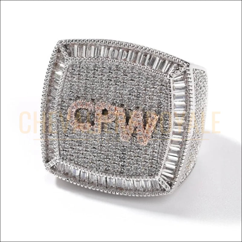 Chevalière de Luxe personnalisée avec Moissanite et Initiales-Chevaliere Royale - 