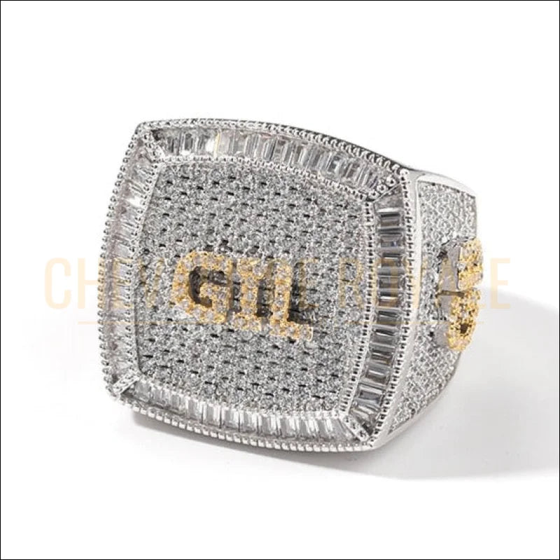 Chevalière de Luxe personnalisée avec Moissanite et Initiales-Chevaliere Royale - 4
