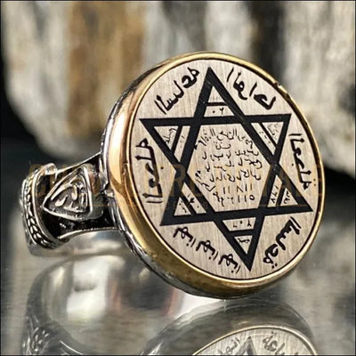 Chevalière de Salomon :  Un Bijou Spirituel en Argent Artisanal -Chevaliere Royale - 