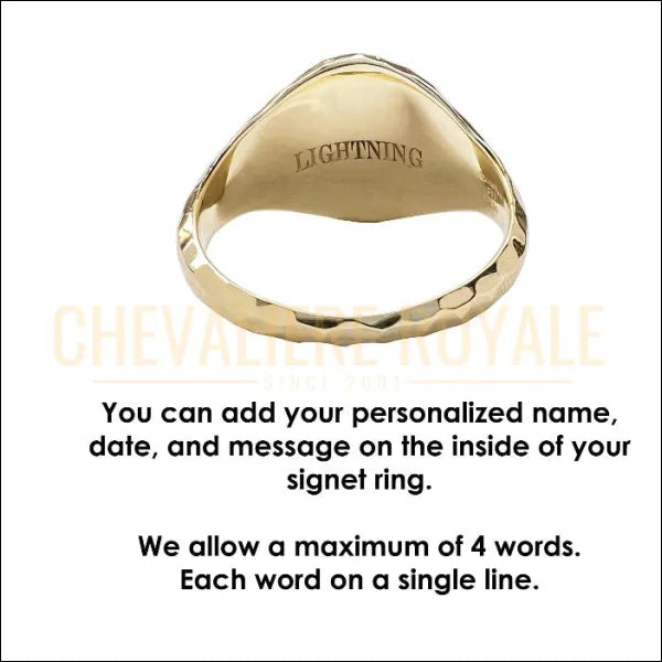 Chevalière d'Exception : Œil de Tigre Martelé en Or Jaune -Chevaliere Royale - 54