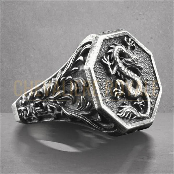 Chevalière Dragon Chinoise en Argent Massif Homme-Chevaliere HOMME- 