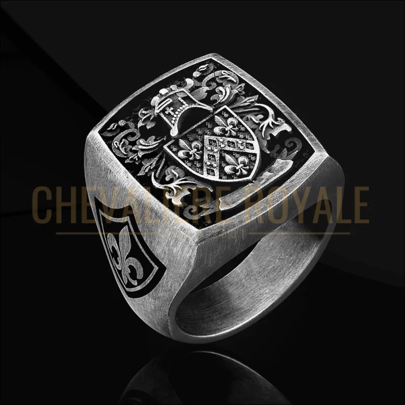 Chevalière Écusson Familial Personnalisable-Argent-chevaliere-royale-54
