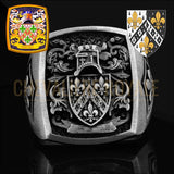Chevalière Écusson Familial Personnalisée en Argent
