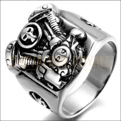 Chevaliere royale en acier style motards structure V-Twin pour homme