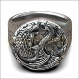 Chevalière en Argent avec Motif Dragon à Trois Têtes
