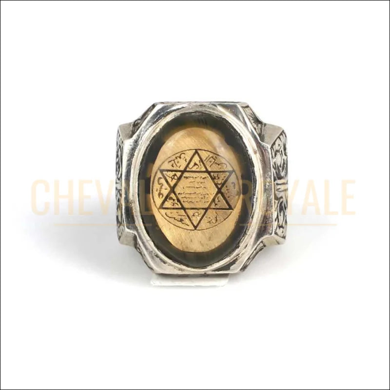 Chevalière Homme en Argent 925 avec Pierre d’Ambre et Sceau de Salomon-Chevaliere-royale-8
