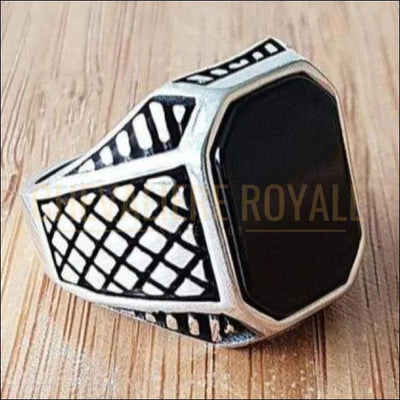 Chevalière en argent homme dimension sophistiquée pierre onyx 