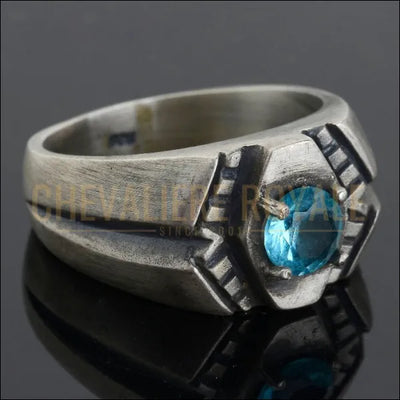 Chevalière en Argent Massif : Aigue-Marine et Finition Bronze pour Hommes - Chevaliere Royale - 