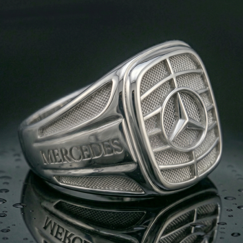 Chevalière Mercedes pour Homme - Bague Argent & Or sur Mesure