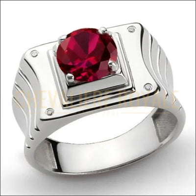 Chevalière en argent massif plaqué or la pierre rubis et diamant