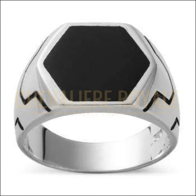 Chevalière en argent pour homme pierre de séparation ONYX noir - Chevalière Royale 