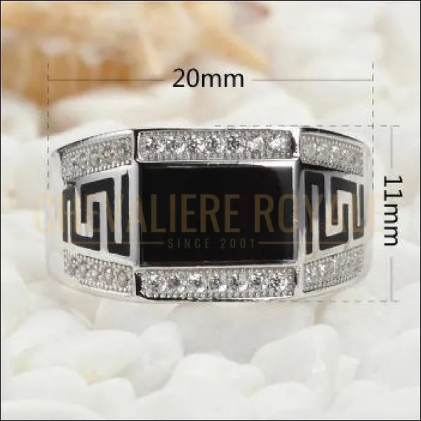 Chevalière en argent pour homme rectangulaire plat style Hyperbole - Chevalière Royale 