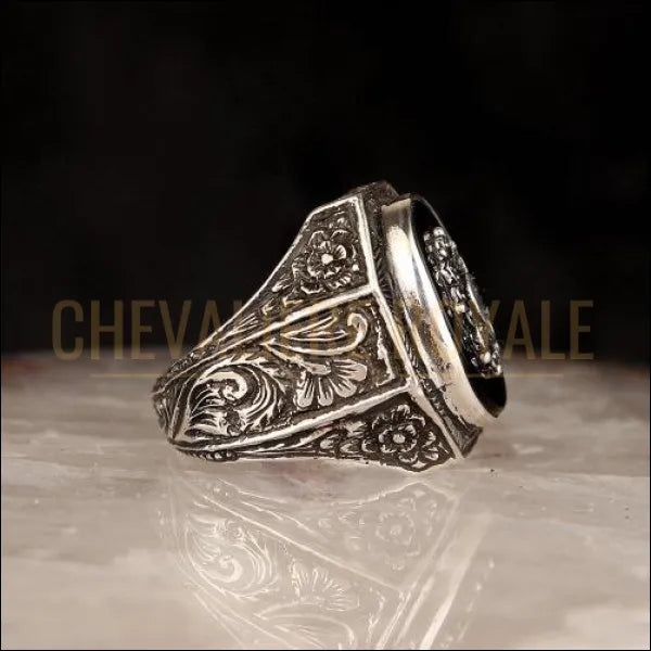 Chevalière Argent 925 Massif Ottoman - Agate Rouge, Haute Joaillerie, Fait Main