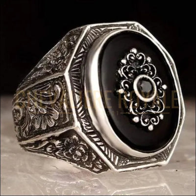 Chevaliere Royale en argent pour hommes flamboyante brodée à la main