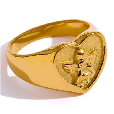 Chevalière Argent en Forme de Cœur - Symbole intemporel d'amour - Chevaliere Royale - 