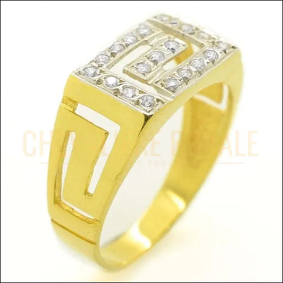 Chevalière en Or jaune et blanc 14K : L'Art Grec Antique Revit-Chevaliere Royale - 