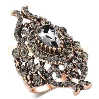 Chevaliere Royale-bague pour femme en alliage extravagante remplis de cristaux gris
