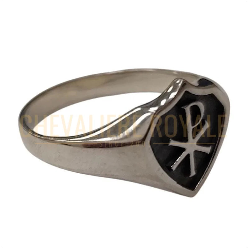 Bague-Femme-Argent-Chrisme -Symbole-Protection-Foi-Chevaliere-Royale