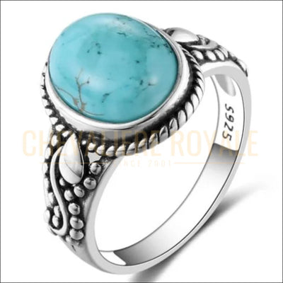 Chevalièr Royale femme argent avec pierre bienveillance turquoise