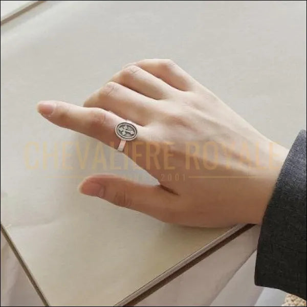 Chevaliere femme argent design de croix ajustable Chevaliere Royale