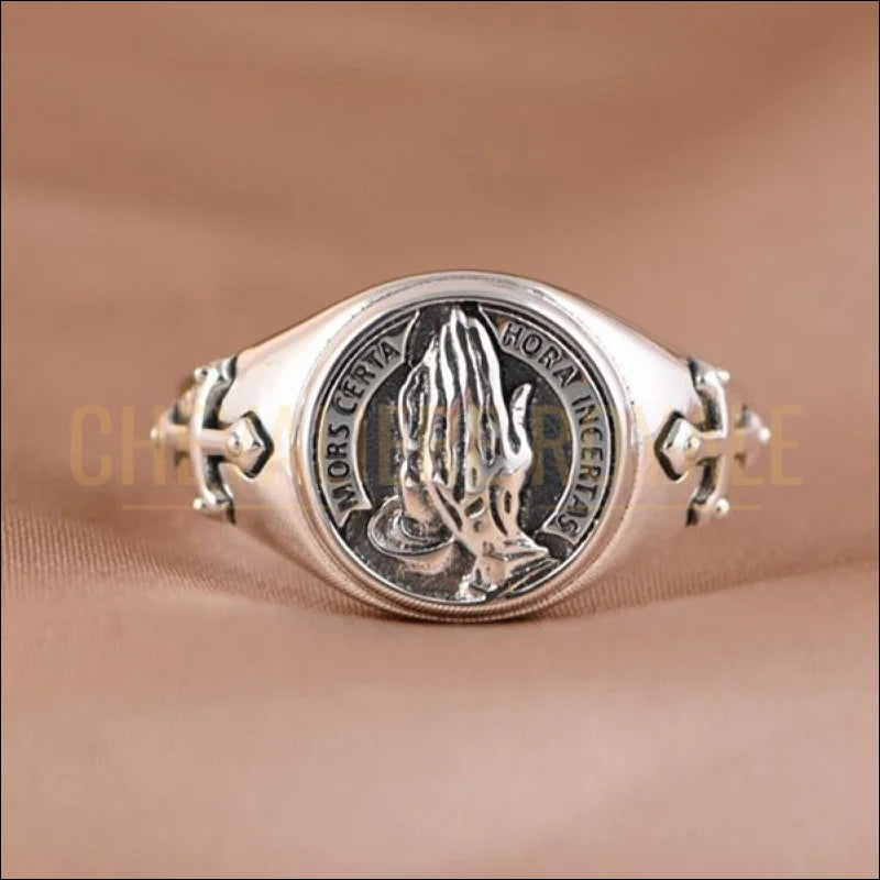 Chevalière femme argent design de croix taille ajustable
