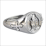 Chevalière femme argent design de croix taille ajustable