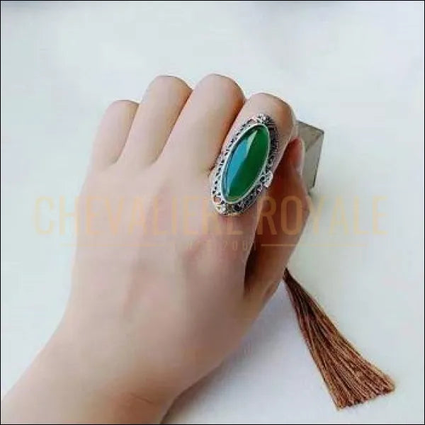 Chevaliere royale - femme bague  argent pierre agate monture en cœur ajustable bijoux pas cher