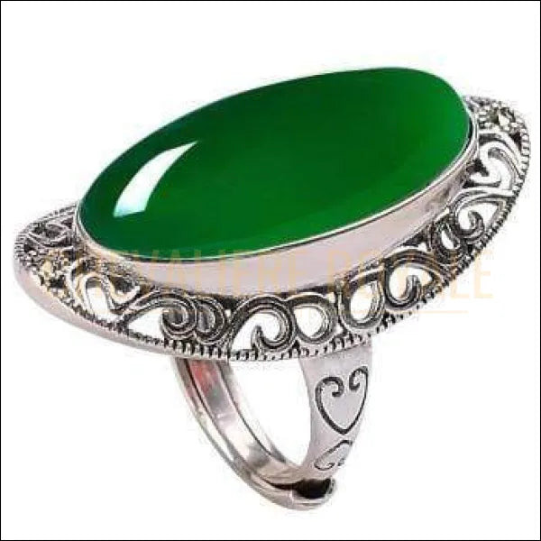 Chevaliere royale - femme bague  argent pierre agate monture en cœur ajustable 