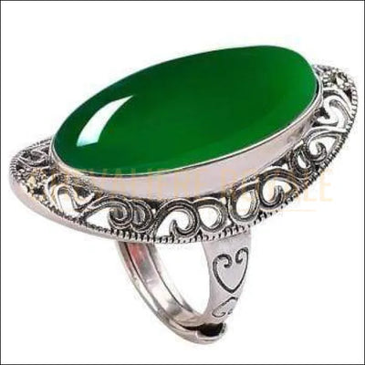 Chevaliere royale - femme bague  argent pierre agate monture en cœur ajustable 
