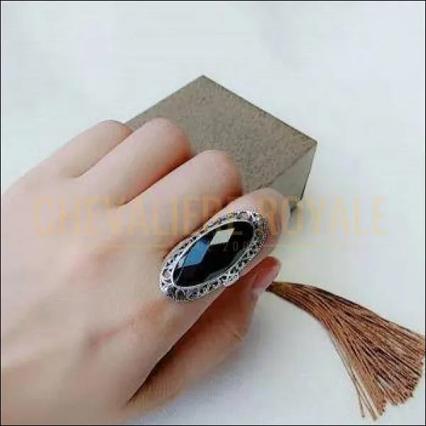 Chevaliere royale - femme bague  argent pierre agate monture en cœur ajustable bijoux