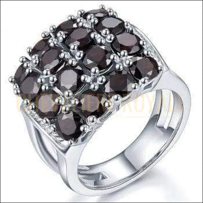 Chevalière femme argent pierres naturelles grenats noires - Chevalière Royale 