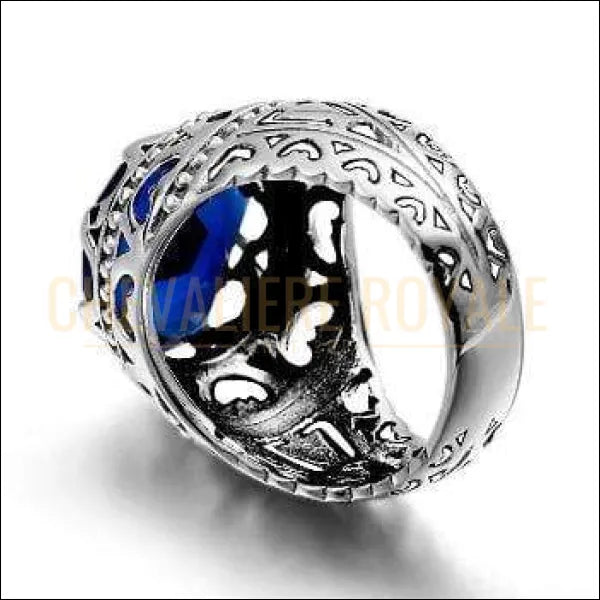 Chevalière Royale - bague  femme argent plaqués rhodium pierres zircon saphir bijoux 