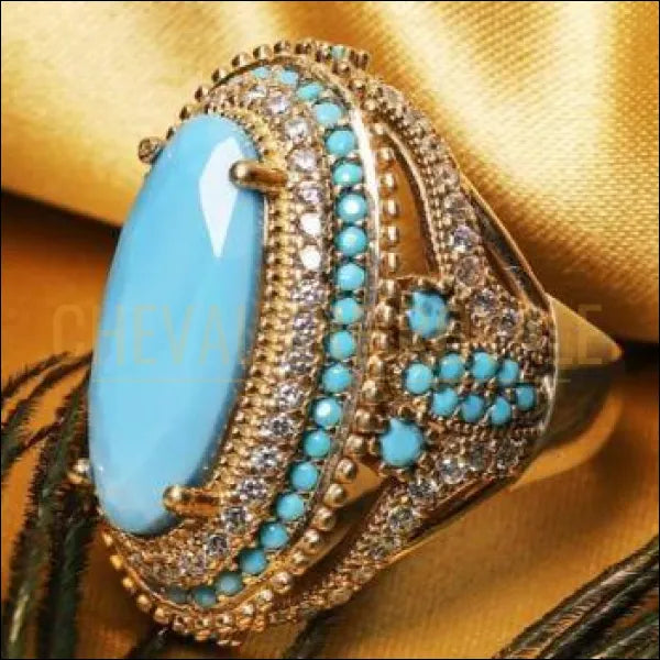 Chevalière femme argent turquoise conçue par des artisans joailliers