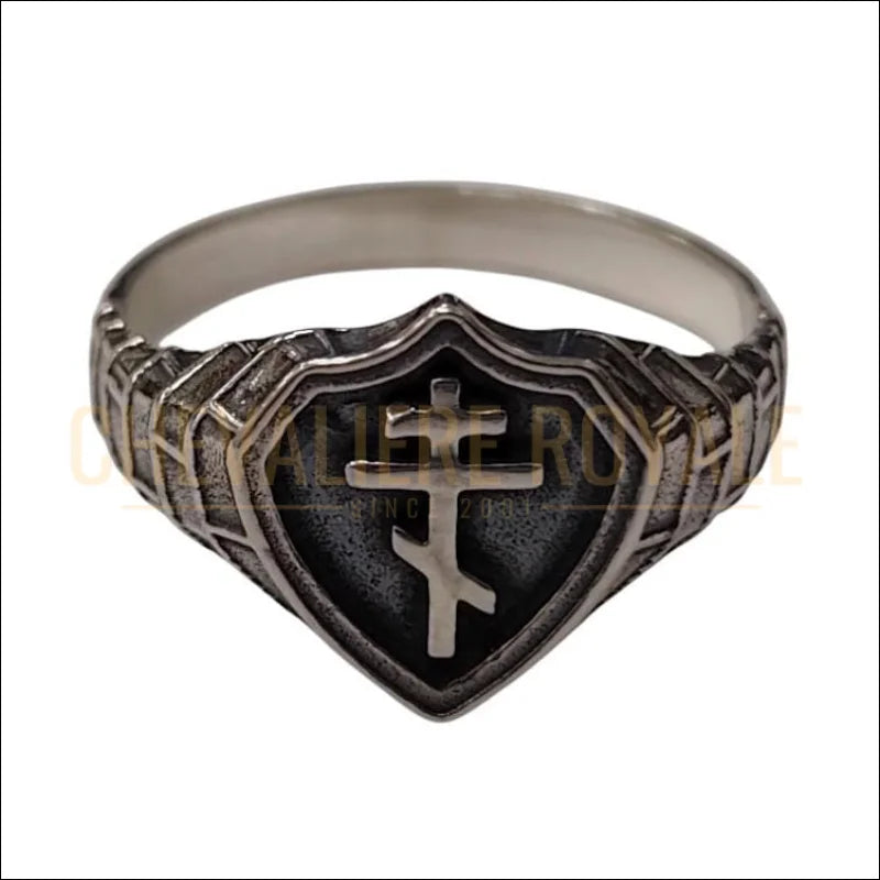 Chevalière Femme – Croix Orthodoxe & Cœur Protecteur