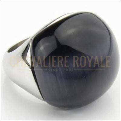 Chevaliere  royale -  bague femme en acier la pierre d'Opale oeil de chat Inox