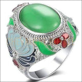 Chevalière femme en acier motifs émaillés multicolores Opale