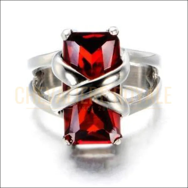 Chevaliere Royale - bague femme en acier zircon avec double anneaux anoblie  bijou