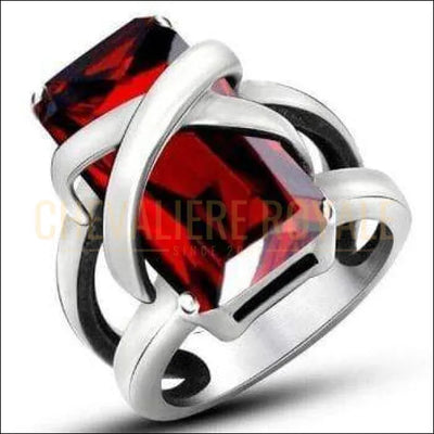 Chevaliere Royale - bague femme en acier zircon avec double anneaux anoblie 