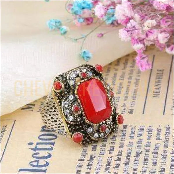 Chevaliere Royale femme - bague  en alliage la dynastie Ottomane Sultana Hürrem rouge bijou