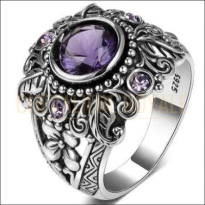 Chevalière femme en argent Améthyste la pierre de la sagesse - Chevalière Royale 